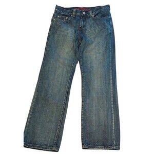 Red Camel Jeans Mens 30 x 30 Blue Denim Straight Leg Whiskered Lt Distressing